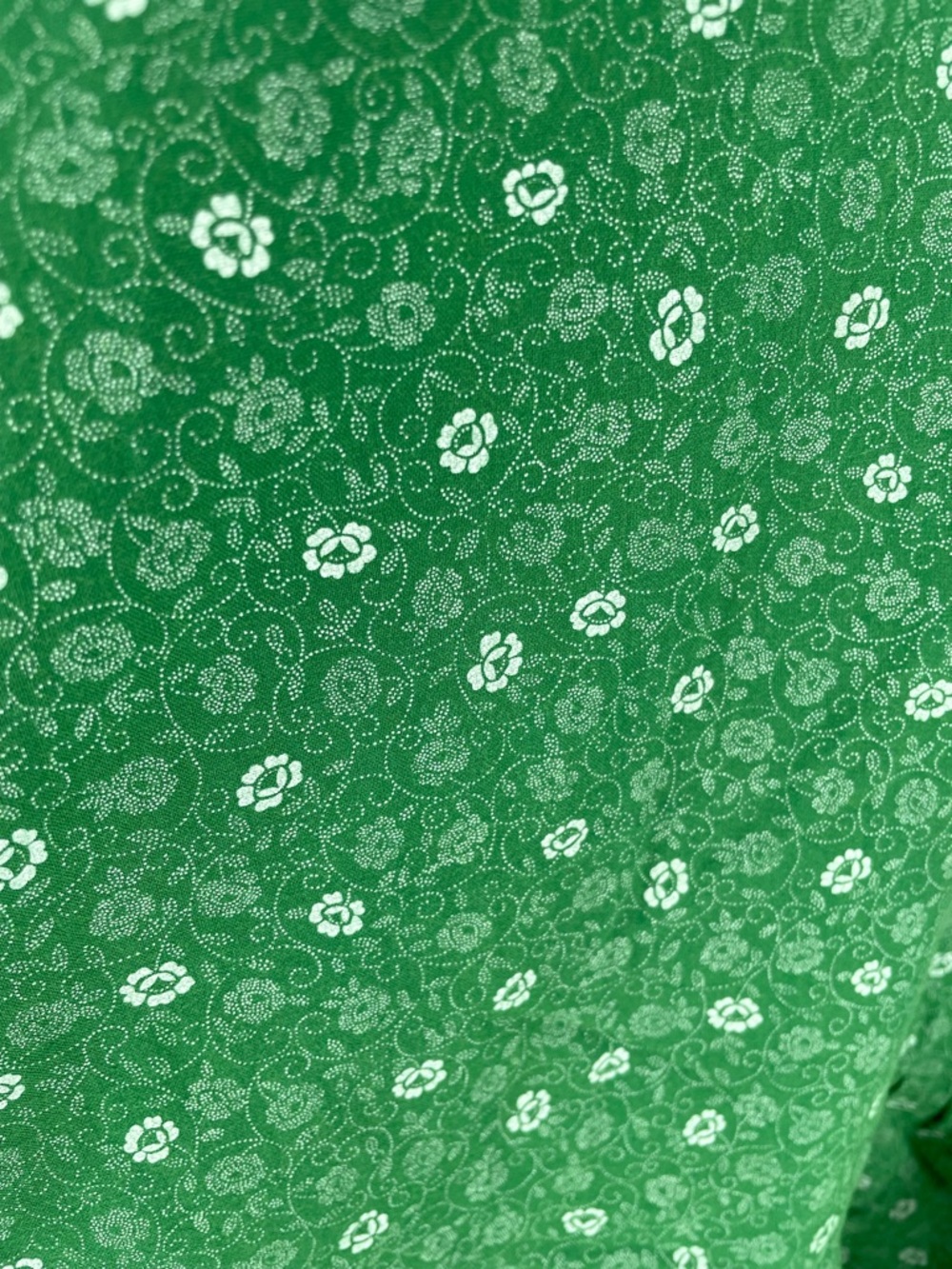 1970s Green High Neck Voluminous Long Sleeve Handmade Prairie Dress Lace Accents - Picture 13 of 15